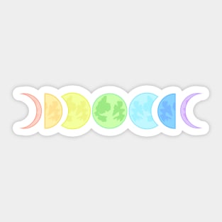 Rainbow Phases of the Moon Sticker